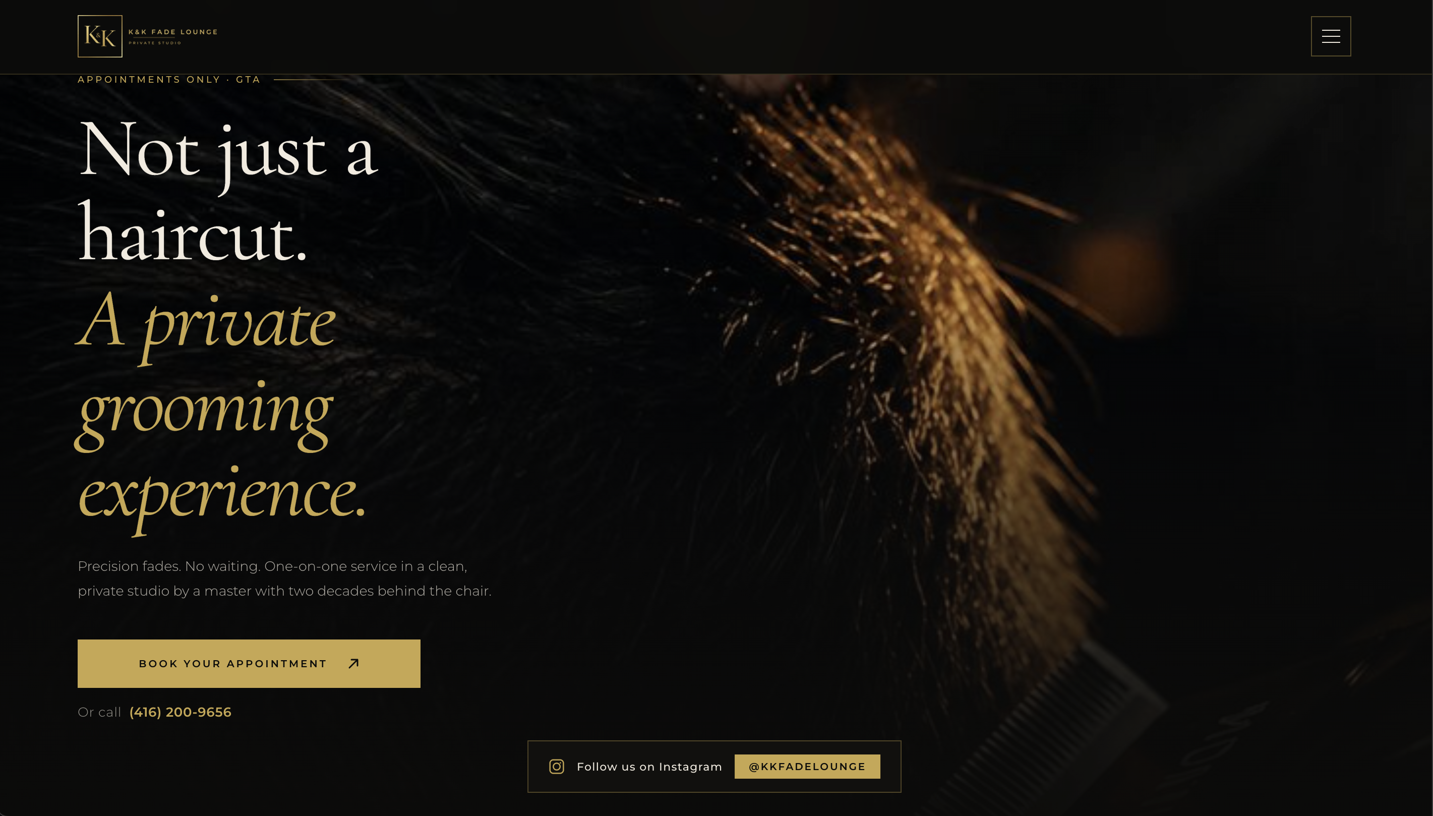 KK Fade Lounge website screenshot